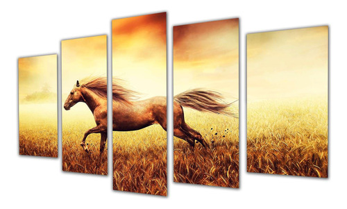 Cuadro 60x100cm Animal Caballo Corriendo Atardecer Paisaje