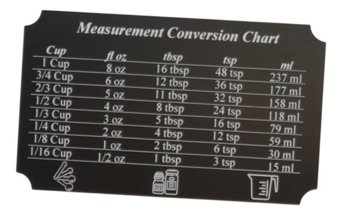 Tabla De Conversión De Cocina, Accesorio De Cocina, Negro S