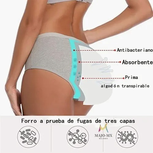 Imagen 6 de 10 de Calzones Menstruales Antiderrames Reutilizables De 3 Piezas