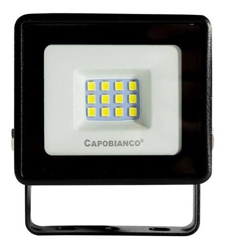 Reflector Led 10w 6500k P/ Patios Comercios Vidriera Locales Carcasa Negro Luz Luz Blanca