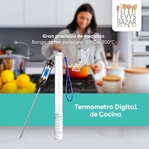 Imagen 2 de 9 de Termometro Digital Pincha Carnes Chocolate Cocina Con Pilas