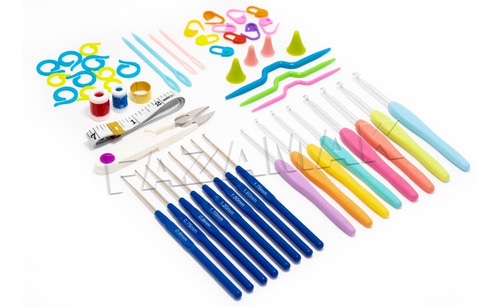 Kit Com 16 Agulhas De Crochê + Acessórios + Estojo