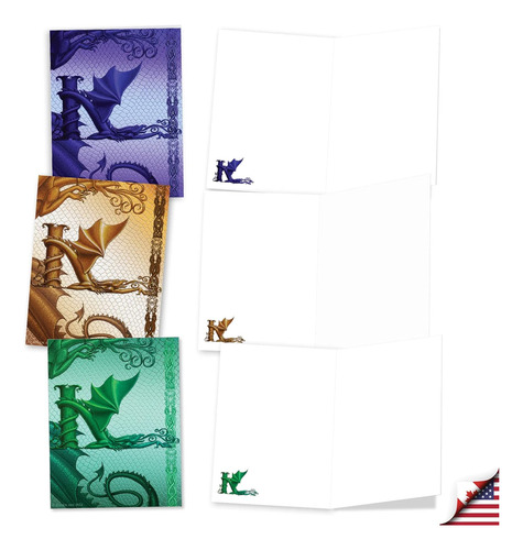 20 Tarjetas De Notas Blanco Monograma De Colores Surtid...