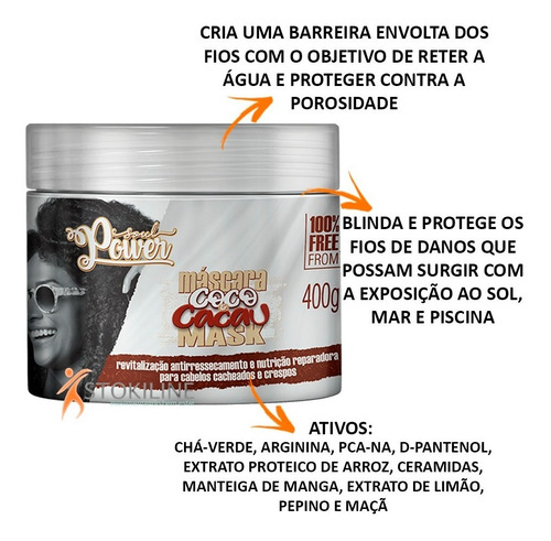 Kit Shampoo+ Cond+ Creme+ Máscara Coco E Cacau Soul Power