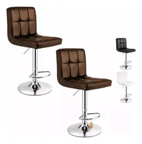 Comprar Set 2 Bancos Altos Cocina Barra Desayunador Bar Ajustable Acabado de la estructura Cuero Sintético Color Café moka