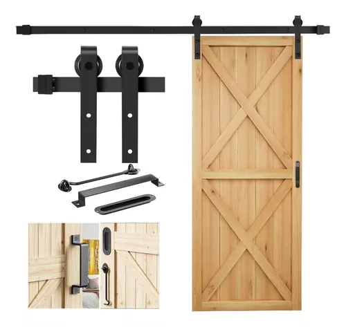 TSMST Kit de herrajes para puerta corrediza de granero de 40 pulgadas para  2 puertas, juego de rieles de puerta de granero resistente y resistente