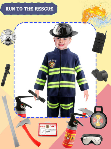 13 Piezas Conjunto De Disfraz De Bombero Para Niños Disfraz