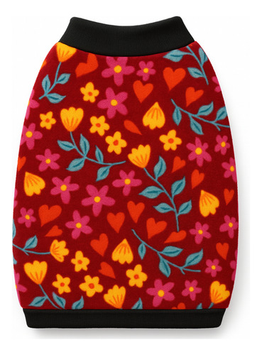 Poncho Polar Chaleco Estampado Perros Ropa Invierno Abrigo Talle 4 --- Flores