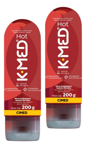 Kit Gel Lubrificante Íntimo K-med Hot Aquece - 2 Unid. 200g