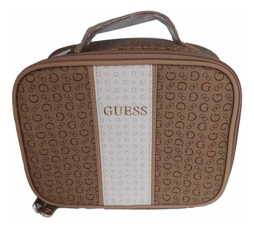 Cosmetiquera Guess Camel Elegante Porta Maquillaje Premium Marrón Claro Lisa