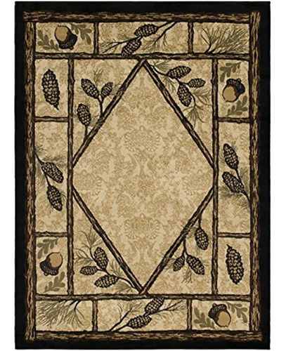 Alfombra Rústica Lodge Wooded Pine Cone 2x8, 2'3x7'7