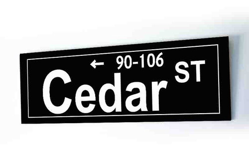 Cartel De Calle De New York Cedar St Para Decoración 