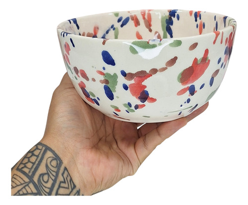 Bowl Mediano De Cerámica Gotas De Colores