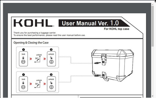 Imagen 4 de 8 de Maleta Top Case Kohl 60 Lts Plata Universal Para Moto