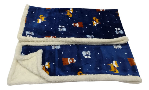Manta Para Bebé De Polar Soft Estampada Con Corderito 85x115 Animales Azul