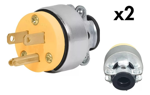 Enchufe Metalico Macho 2polos + Amarillo Pack 2 Ilum Ven