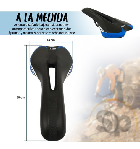 Asiento Negro/azul Vzr Para Bicicleta Ruta / Montaña