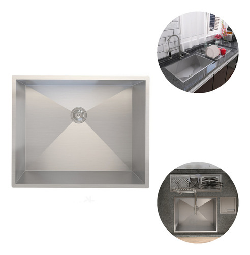 Pia Goumert Inox 70x40 P/embutir C/valvula Cor Prateado