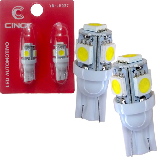 Par De Lâmpada Pingão Led Super Branco 5 Leds 12v