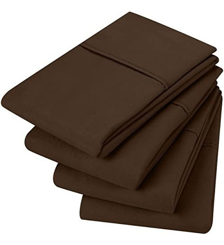 Fundas De Almohada Paquete De 4pzs Tamaño Queen Color Marro