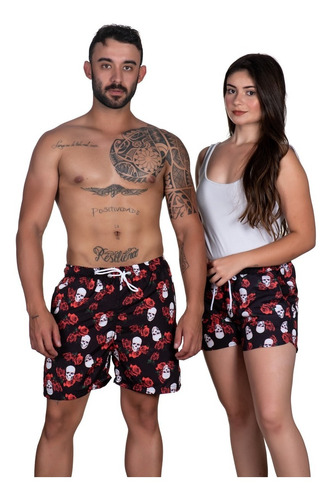 Kit Família Bermuda Short Masculino + Shorts Feminino Casal 
