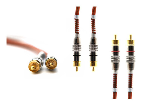 Imagem 3 de 3 de Cabo Y Rca Blindado 1 Femea 2 Machos 5mm Plug Metal