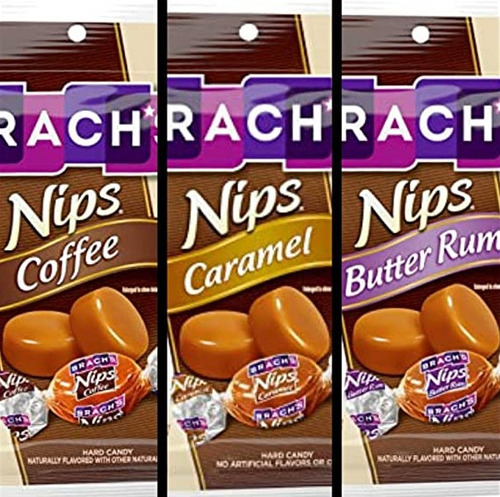 Brach's Nips Caramelo Duro Sabor Mantequilla Y Ron 92 Gr