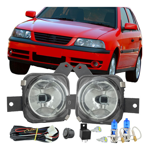 Kit Farol Milha Gol 2000 01 02 Á 2005 Fase 1 E 2 G3 + Botão