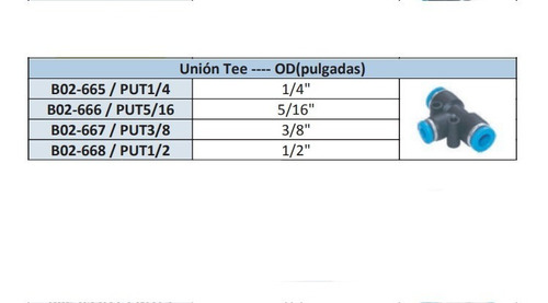  Unión Tee-- Manguera 5/16 