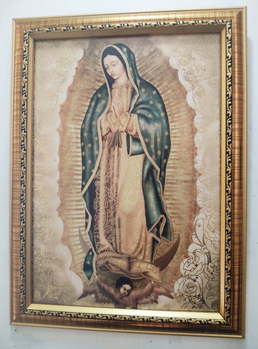 Virgen De Guadalupe Con Dorado 34 X 31 Cms Marco Dorado B