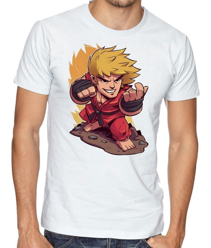 Camiseta Blusa Plus Size Mini Ken Street Fighter Jogo Game