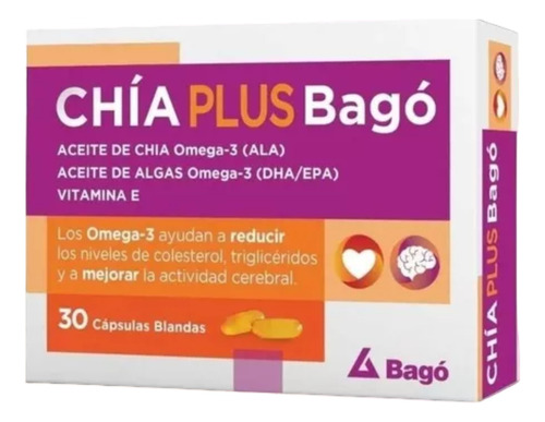 Chía Plus Bago Omega 3 Colesterol Triglicéridos 30 Capsulas