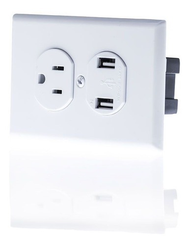 Imagen 2 de 3 de Contacto Combinado 2p+t +2usb Y Placa Para Empotrar Lummi