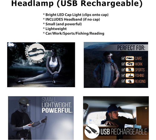 Faros Led Recargables Para Acampar Y Senderismo