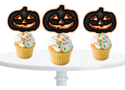 Halloween Calabaza Cupcake Toppers Para Muffins X10