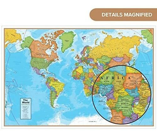 Mapa Mundo Pared Mapamundi Actual Laminad En Inglés La Plata