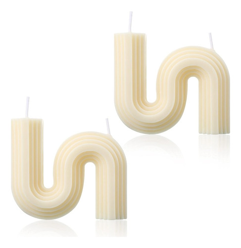 2 Velas Estéticas Con Forma De S, Minimalistas, Geométricas,