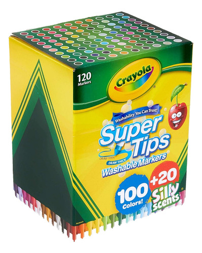 Crayola 100 Super Tips + 20 Silly Scents 120 Plumones Import