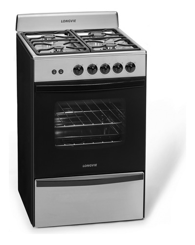 Cocina A Gas Longvie 13331xf 56cm Inox Cajón Parrilla