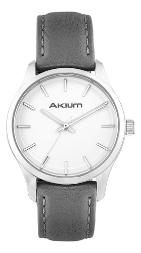 Relógio Akium Lady Casual Feminino Couro Cinza