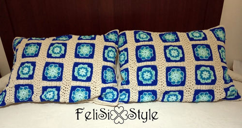 Pack2 Fundas Almohada Felisi Style Tejida Crochet 70x50 Crema Deco Home Crochet