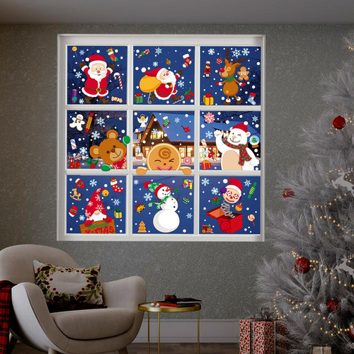 9 Hojas De Pegatinas De Ventana De Navidad Calcomanías