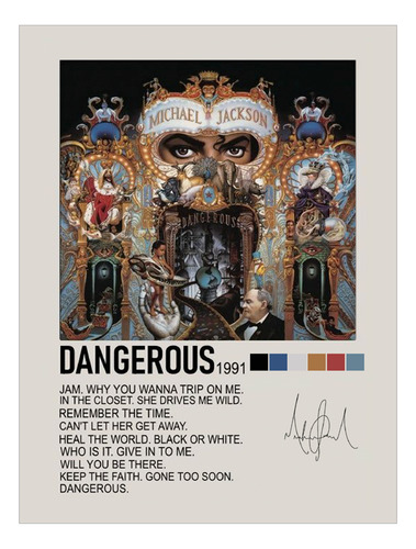 Poster Papel Fotografico Michael Jackson Dangerous 80x60