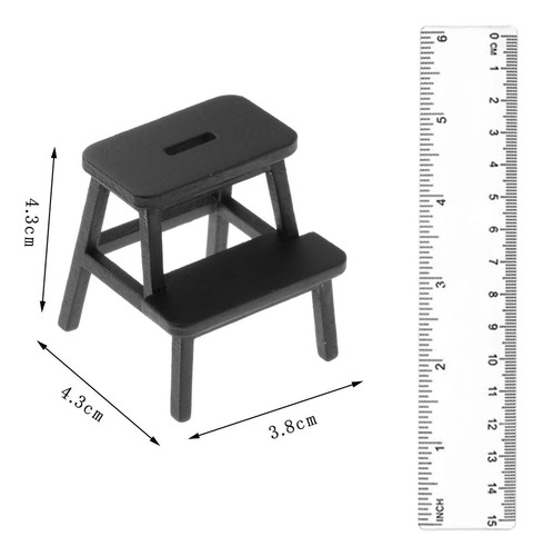 2 Silla En Miniatura Para Casa De Muñecas A Escala Negro
