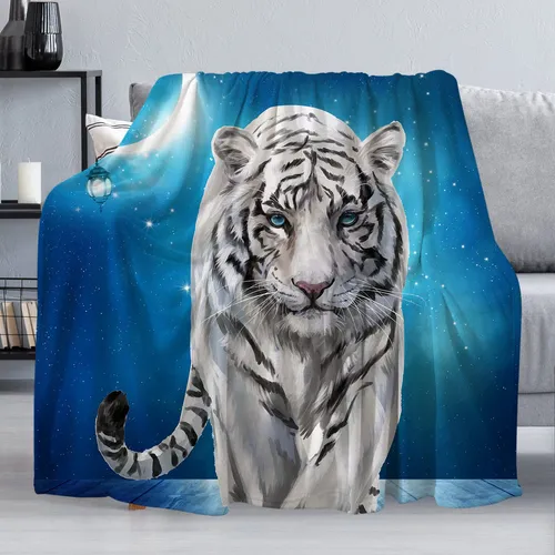 . Manta De Tigre Blanco, Cálida, Colcha De Felpa Borrosa,