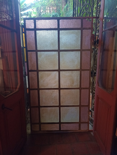 Puerta Mampara De Hierro Y Vidrio, Antigua, Original Varios (Usado)