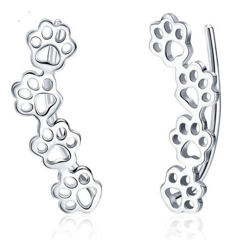 S925 Pendientes De Gancho Plata Esterlina Regalos-pata Perro