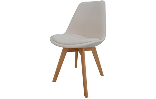 Silla De Comedor Tapizado,patas En Madera Deli Beige Oscuro