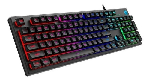 Imagen 2 de 2 de Teclado gamer HP K500F QWERTY inglés US color negro con luz RGB