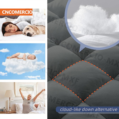 Cubre Colchon Impermeable 3 Capas Protector Individual Color Gris Diseño De La Tela Liso